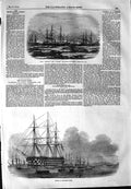Old Antique Print 1854 Ship H.M.S Amphion Cruiser Riga Funeral Baltic War 19th