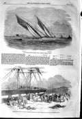 Old Antique Print 1854 Royal Thames Yacht Club Phantom Erith Tyrone Ship 19th
