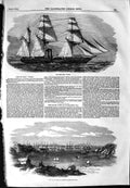 Old Antique Print 1854 Ship H.M Steam Tiger Baltic Fleet Elgsnabben Bay 19th