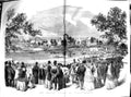 Original Old Antique Print 1854 Opening Crystal Palace Sydenham River Boats