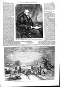 Original Old Antique Print 1854 James Montgomery Poet Scene Winter Sheep S 19th