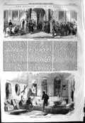 Original Old Antique Print 1854 English Siers Barracks Scutari Turkish Officers