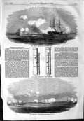 Original Old Antique Print 1854 Baltic Ships Dragon Magicienne Forts Hango Bay