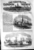 Old Antique Print 1854 Fort Revel Baltic War Ships Arrogant Hecla Eckness 19th