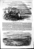 Original Old Antique Print 1854 British Siers Scutari War Encampment Horses
