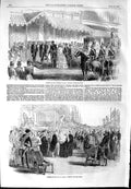 Old Antique Print 1854 Queen Opening Crystal Palace London Horses Guards 19th