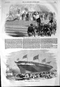 Old Antique Print 1854 Crystal Palace Archbishop Prayer Ship Esk Millwall 19th