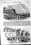 Old Antique Print 1854 Foundation Stone Pier Tyne Cuddesden Bishop Oxford 19th
