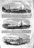 Old Antique Print 1854 Bomarsund Ships Hecla Fort Abo Odin Valorous War 19th