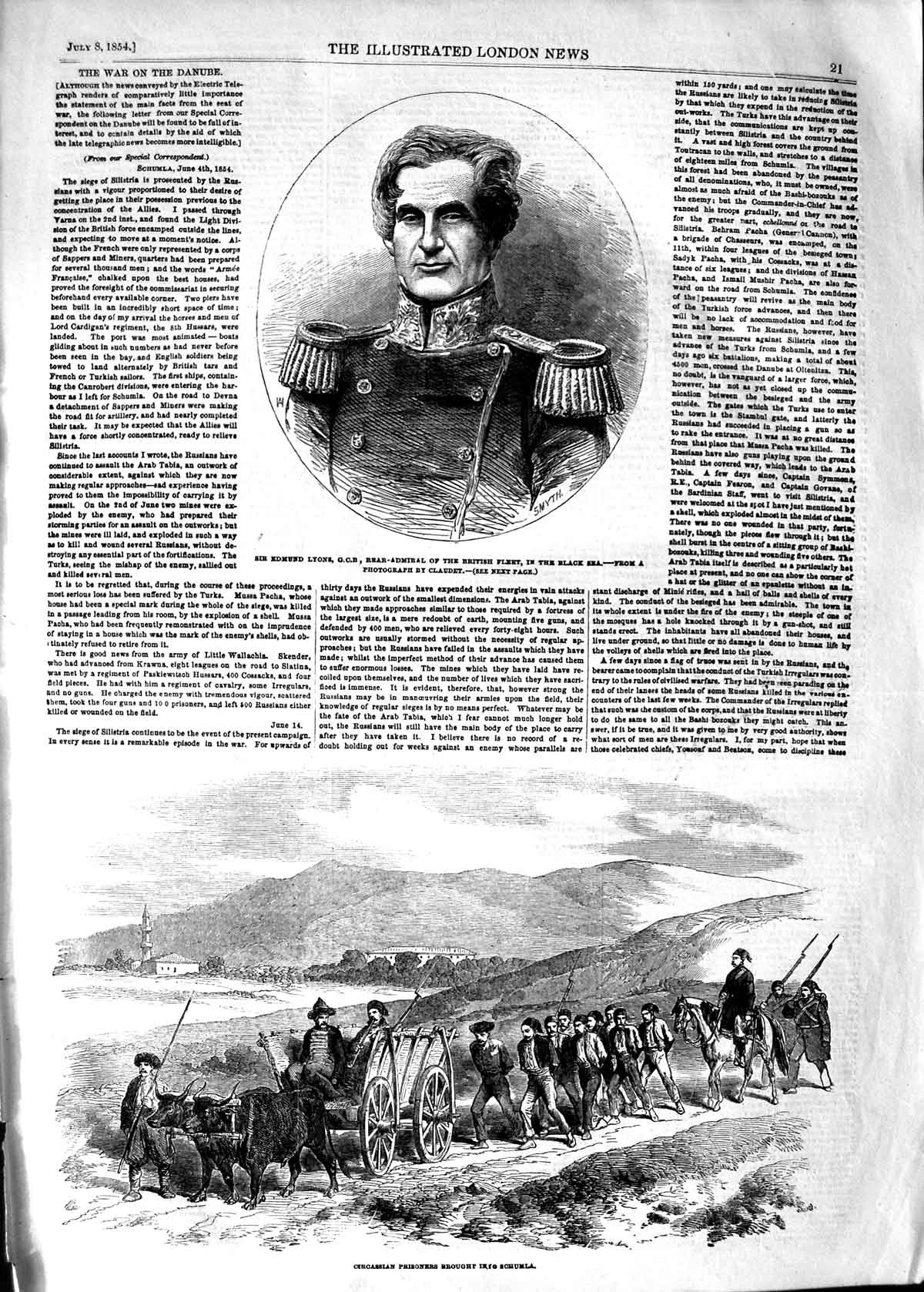 Old Antique Print 1854 Edmund Lyons Black Sea Circassian Prisoner Schumla 19th