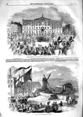 Original Old Antique Print 1854 Scots Greys Nottingham War Blessing Sea 19th