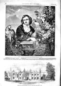 Original Old Antique Print 1854 Hengrave Hall Suffolk Thomas Gage Fruit Man