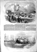Old Antique Print 1854 Seige Operations Chatham Ship Launch Hull England 19th