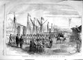 Old Antique Print 1854 Embarkation French Troops English Ships Baltic War 19th