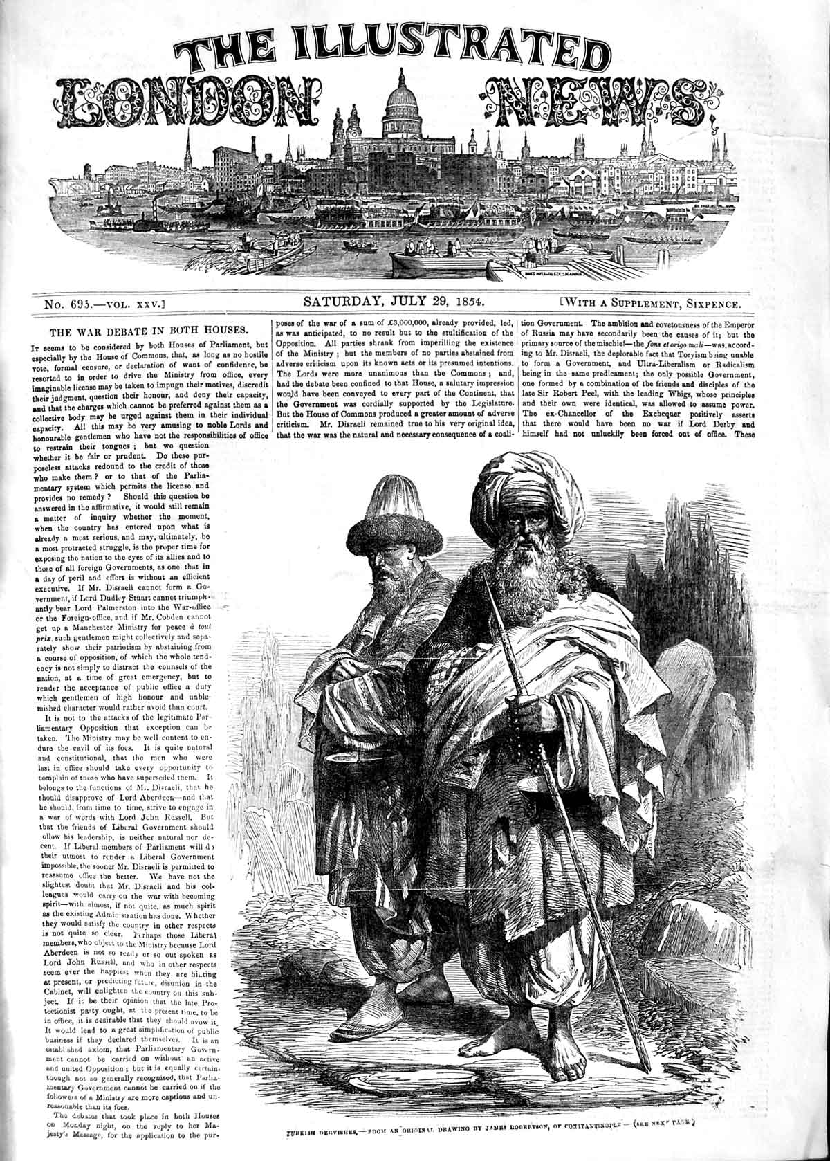 Original Old Antique Print 1854 Turkish Dervishes Men Costumes James Ro 19th