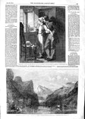Old Antique Print 1854 Bay Uri Lake Lucerne Mountains Evangeline Romance 19th