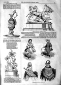Original Old Antique Print 1854 Goodwood Horse Race Prize Phaeton Paris Fashion