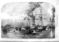 Original Old Antique Print 1854 Steam Ships Allied Infernal Machines Cr 19th