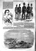 Original Old Antique Print 1854 Ship Douro China Sea Madame Cabel Army Uniforms