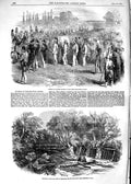 Original Old Antique Print 1854 Funeral Captain Parker Pera Coal-Mine Black Sea