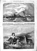 Original Old Antique Print 1854 Mont Orgueil Jersey Scottish Girl Dog Mountains