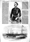 Old Antique Print 1854 Field-Marshal Baron Von Hess British Ship Bengal 19th