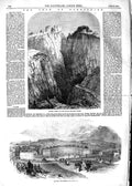 Old Antique Print 1854 Peveril Castle Peak Cavern Derbshire Buxton Baths 19th