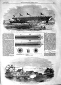 Original Old Antique Print 1854 Ship Gun Boat Pelter Dom Secondo Antelope Ship