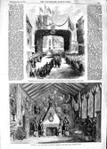 Old Antique Print 1854 Church Thomas Newport Isle Wight Lyceum Baronial 19th
