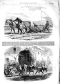 Old Antique Print 1854 French Agriculture Ploughing Harvest Home Customs 19th