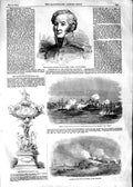 Original Old Antique Print 1854 War Attack Novitska Miranda Brisk Ship Pl 19th