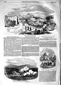 Original Old Antique Print 1854 Varna Ruins Boat Attack Ship Gorgon Kalougaren