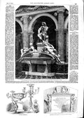 Original Old Antique Print 1854 Monument Lorenzo Medici Liebig Butler Harrow
