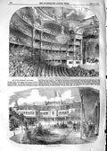 Original Old Antique Print 1854 Grand Opera House Paris Hotel Brighton Boulogne