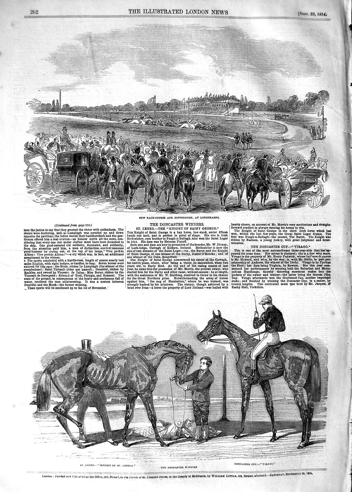 Original Old Antique Print 1854 Race Course Hippodrome Lonchamps Doncaster 19th