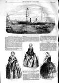 Original Old Antique Print 1854 Australian Ship Pacific Millwall Paris Fashion