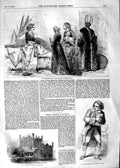 Old Antique Print 1854 Turkish Museum Hareem Castle Mills Morris Barnett 19th