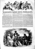 Original Old Antique Print 1854 John Brown Family Scene Table Children Garden