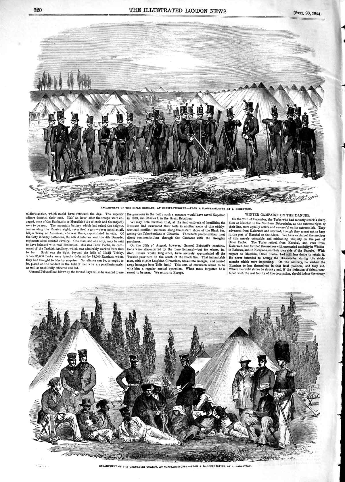 Old Antique Print 1854 Rifle Brigade Constantinople Grenadier Guards War 19th