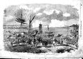 Original Old Antique Print 1854 View Oltenitza Turtukai War Ships Horses Siers