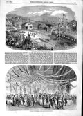 Original Old Antique Print 1854 Norwegian Trunk Railway EidsvStation Co 19th