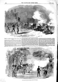 Original Old Antique Print 1854 Firing Park Tower Guns Victory Crimea Wa 19th