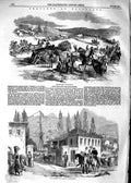 Original Old Antique Print 1854 Balaclava War Lord Raglan Head-Quarter Victorian