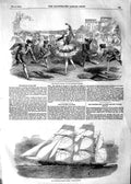 Original Old Antique Print 1854 Dancers Haymarket Theatre Ship Flying Dragon