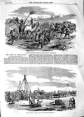 Original Old Antique Print 1854 Commissariat Waggons Fascines Sebastopol War
