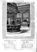 Old Antique Print 1854 Renaissance Court Crystal Palace Sydenham Paestum 19th
