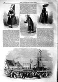 Original Old Antique Print 1854 Denmark Ship Flensburg Lutheran Bishop Tonning