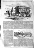 Original Old Antique Print 1854 Electric Telegraph War Waggon Plough Hospit 19th
