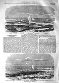 Original Old Antique Print 1854 Sebastopol Siege French Ships Fort Barracks War