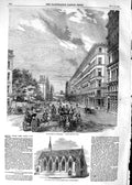 Original Old Antique Print 1854 Victoria Street Westminster Andrew'S Church 19th